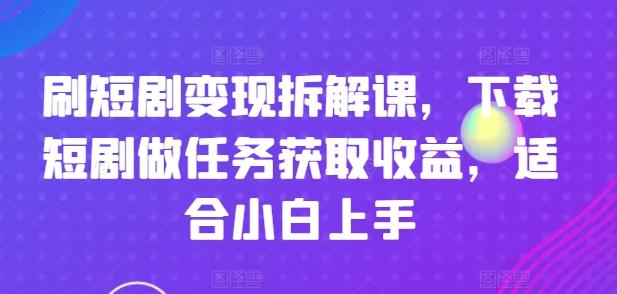 刷短剧变现拆解课，下载短剧做任务获取收益，适合小白上手-一新网创
