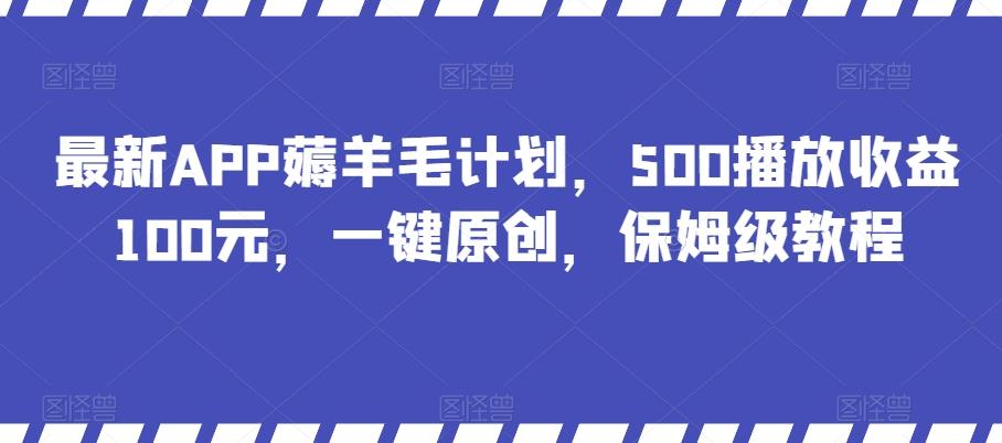 最新APP薅羊毛计划，500播放收益100元，一键原创，保姆级教程-一新网创
