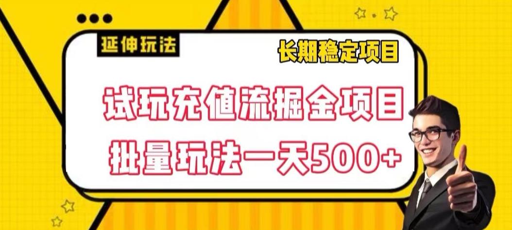 试玩充值流掘金项目，批量矩阵玩法一天500+【揭秘】-一新网创