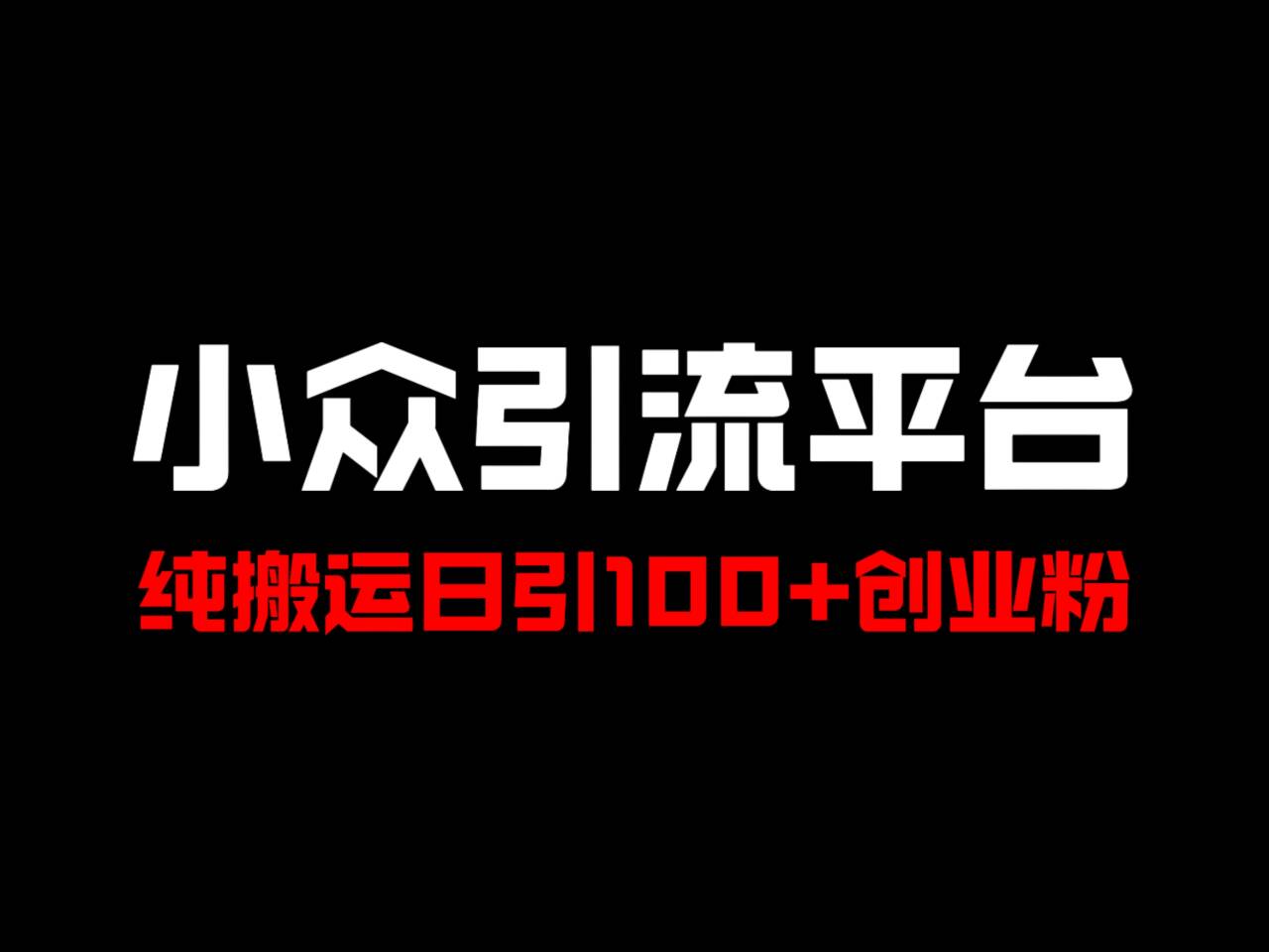 冷门引流平台，纯搬运日引100+高质量年轻创业粉！-一新网创