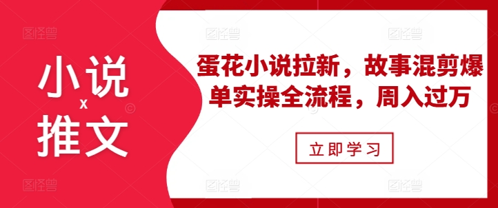 小说推文之蛋花小说拉新，故事混剪爆单实操全流程，周入过万-一新网创