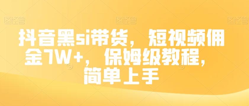 抖音黑si带货，短视频佣金7W+，保姆级教程，简单上手【揭秘】-一新网创