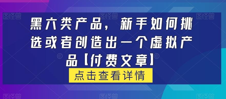 黑六类虚拟产品，新手如何挑选或者创造出一个虚拟产品【付费文章】-一新网创