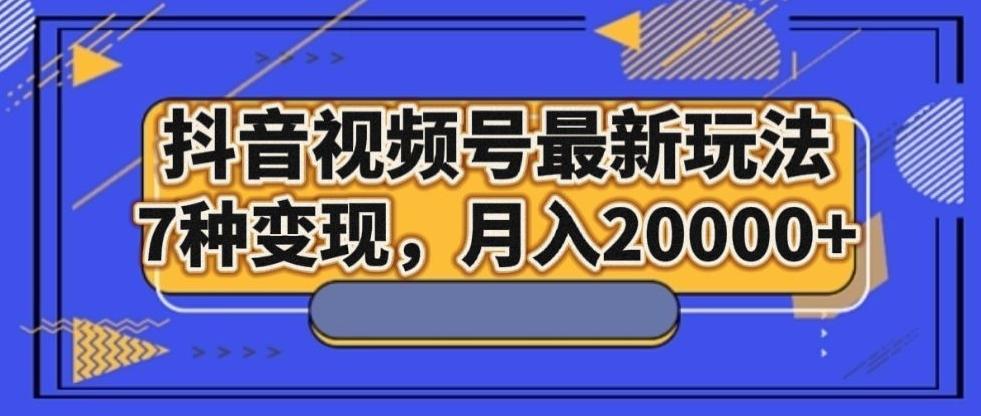 抖音视频号最新玩法，7种变现，月入20000+-一新网创
