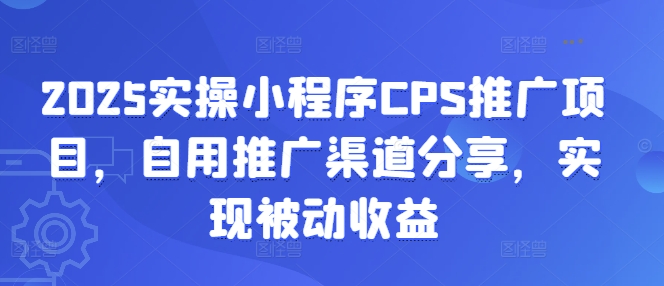 2025实操小程序CPS推广项目，自用推广渠道分享，实现被动收益-一新网创
