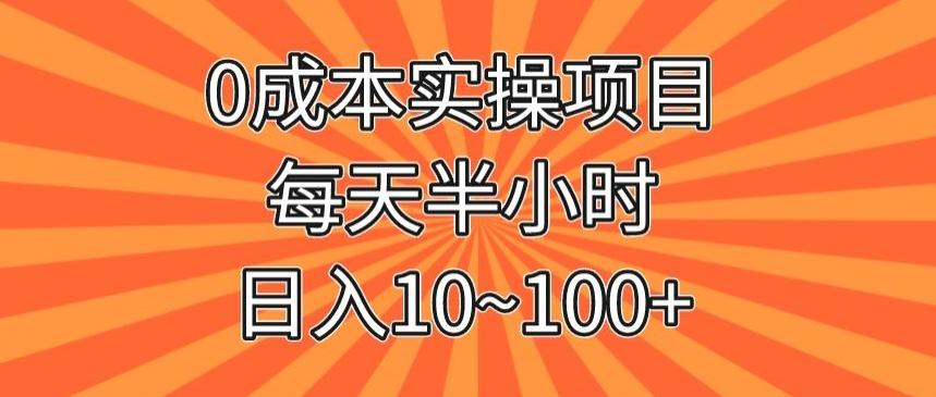 0成本实操项目，每天半小时，日入10~100+-一新网创