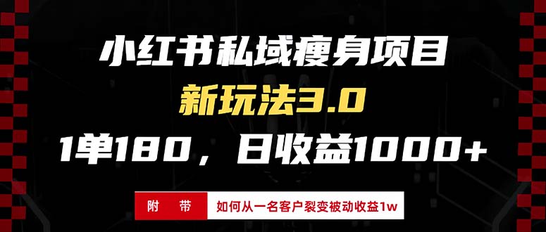 小红书瘦身项目3.0模式，新手小白日赚收益1000+(附从一名客户裂变收益...-一新网创