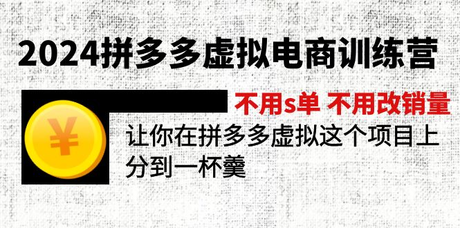 2024拼多多虚拟电商训练营 不s单 不改销量  做虚拟项目分一杯羹(更新10节-一新网创