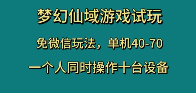 梦幻仙域游戏试玩，免微信玩法，单机40-70，一个人同时操作十台设备【揭秘】-一新网创
