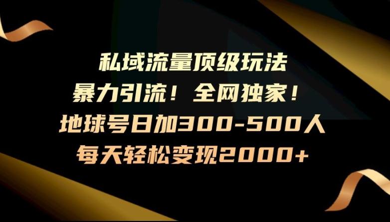 暴力引流，全网独家，地球号日加300-500人，私域流量顶级玩法，每天轻松变现2000+-一新网创