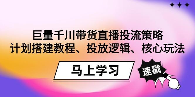 巨量千川带货直播投流策略：计划搭建教程、投放逻辑、核心玩法！-一新网创