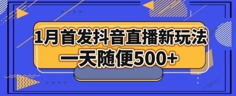 1月手法，抖音直播最新玩法，一天随便500+-一新网创