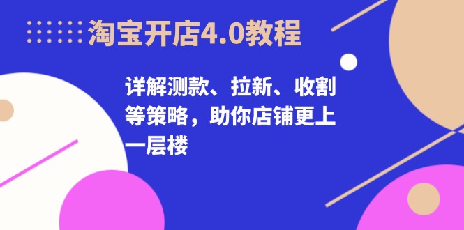 淘宝开店4.0教程，详解测款、拉新、收割等策略，助你店铺更上一层楼-一新网创