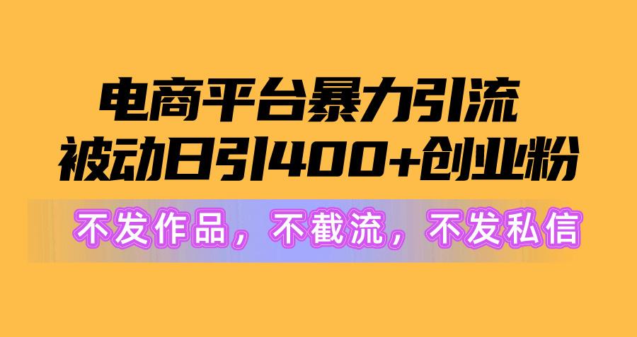 电商平台暴力引流,被动日引400+创业粉不发作品，不截流，不发私信-一新网创