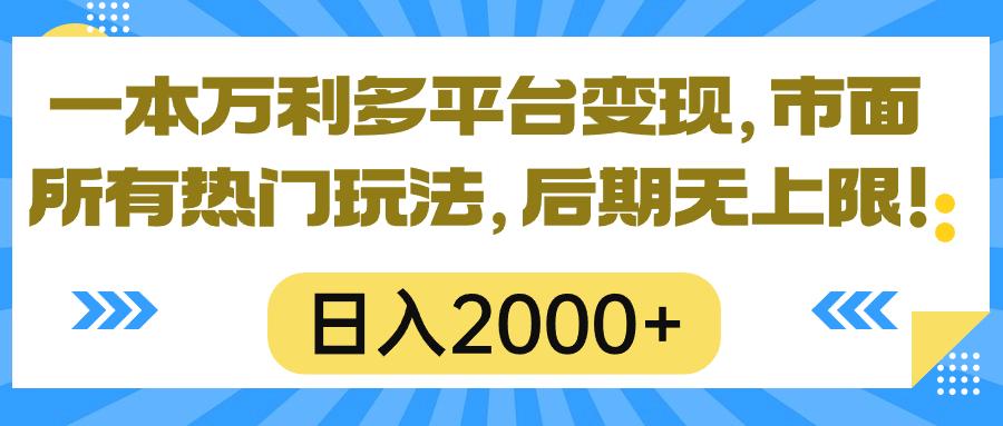 一本万利多平台变现，市面所有热门玩法，日入2000+，后期无上限！-一新网创