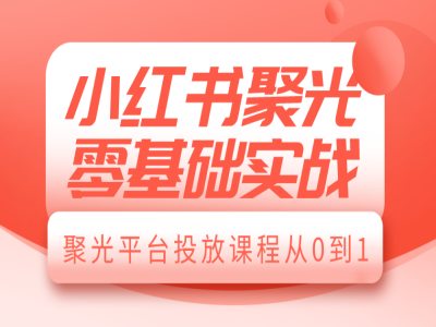 小红书聚光零基础实战，聚光平台投放课程从0到1-一新网创