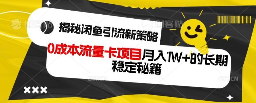揭秘闲鱼引流新策略：0成本流量卡项目，月入1W+的长期稳定秘籍-一新网创