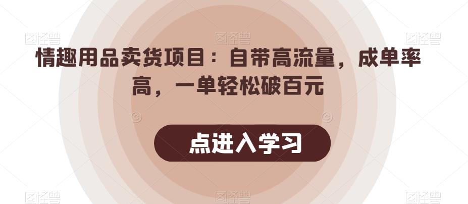 情趣用品卖货项目：自带高流量，成单率高，一单轻松破百元-一新网创