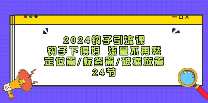 2024钩子引流课：钩子下得好流量不再愁，定位篇/标签篇/破播放篇/24节-一新网创