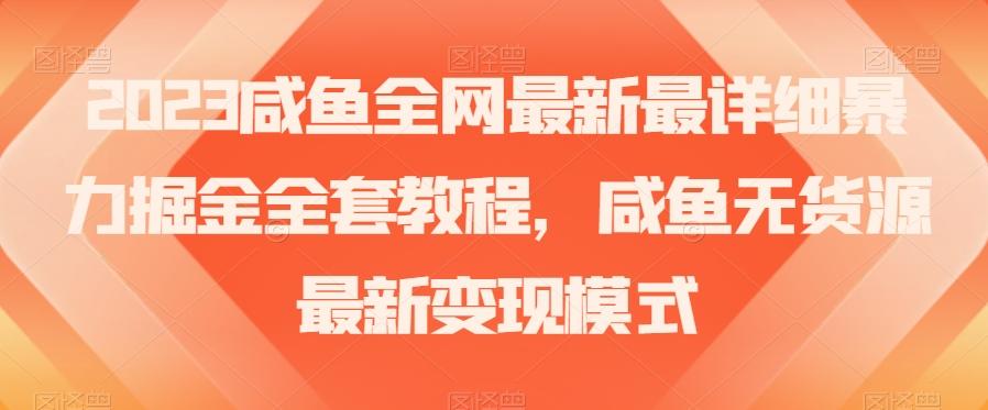 2023咸鱼全网最新最详细暴力掘金全套教程，咸鱼无货源最新变现模式【揭秘】-一新网创