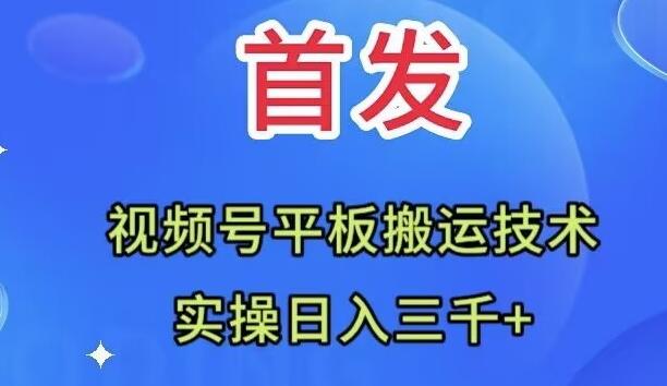 全网首发：视频号平板搬运技术，实操日入三千＋-一新网创