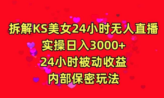 利用快手24小时无人美女直播，实操日入3000，24小时被动收益，内部保密玩法【揭秘】-一新网创