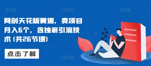 网创天花板赛道，卖项目月入6个，含独家引流技术(共26节课)-一新网创