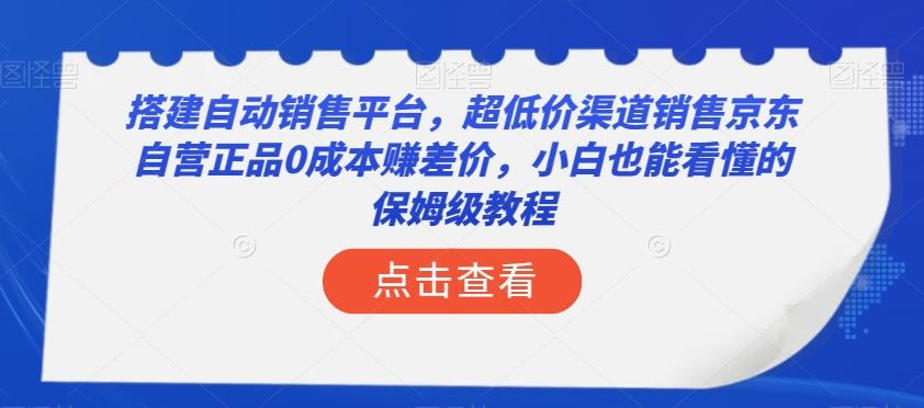 搭建自动销售平台，超低价渠道销售京东自营正品0成本赚差价，小白也能看懂的保姆级教程【揭秘】-一新网创