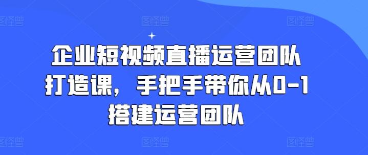 企业短视频直播运营团队打造课，手把手带你从0-1搭建运营团队-一新网创