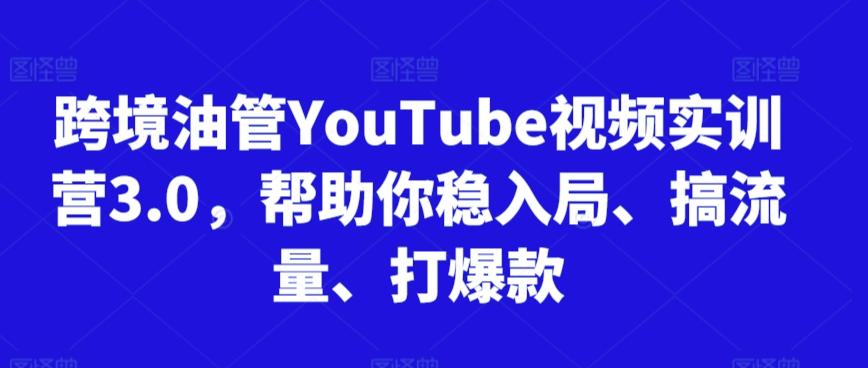 跨境油管YouTube视频实训营3.0，帮助你稳入局、搞流量、打爆款-一新网创