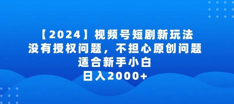 2024视频号短剧玩法，没有授权问题，不担心原创问题，适合新手小白，日入2000+【揭秘】-一新网创