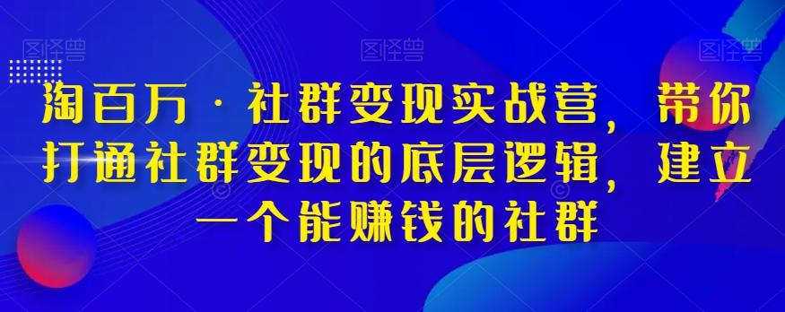 淘百万·社群变现实战营，带你打通社群变现的底层逻辑，建立一个能赚钱的社群-一新网创