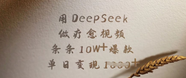 用DeepSeek做疗愈视频，条条10W+爆款，单日变现多张-一新网创