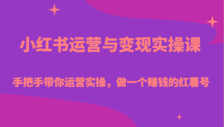 小红书运营与变现实操课-手把手带你运营实操，做一个赚钱的红薯号-一新网创