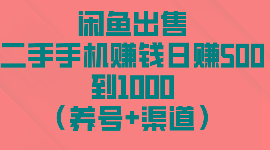 闲鱼出售二手手机赚钱，日赚500到1000(养号+渠道-一新网创