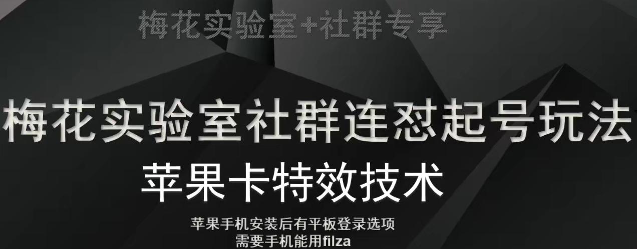 梅花实验室社群视频号连怼起号玩法，最新苹果卡特效技术-一新网创