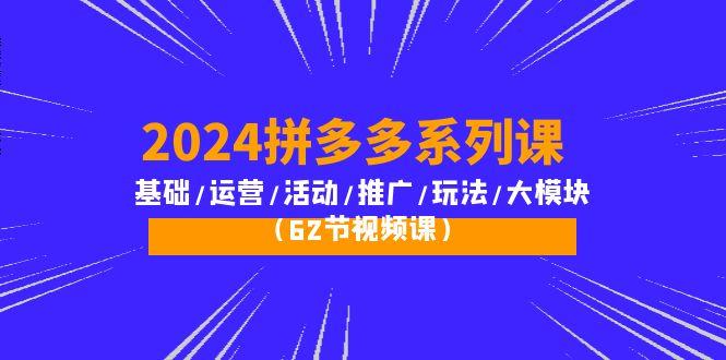(10019期)2024拼多多系列课：基础/运营/活动/推广/玩法/大模块(62节视频课)-一新网创
