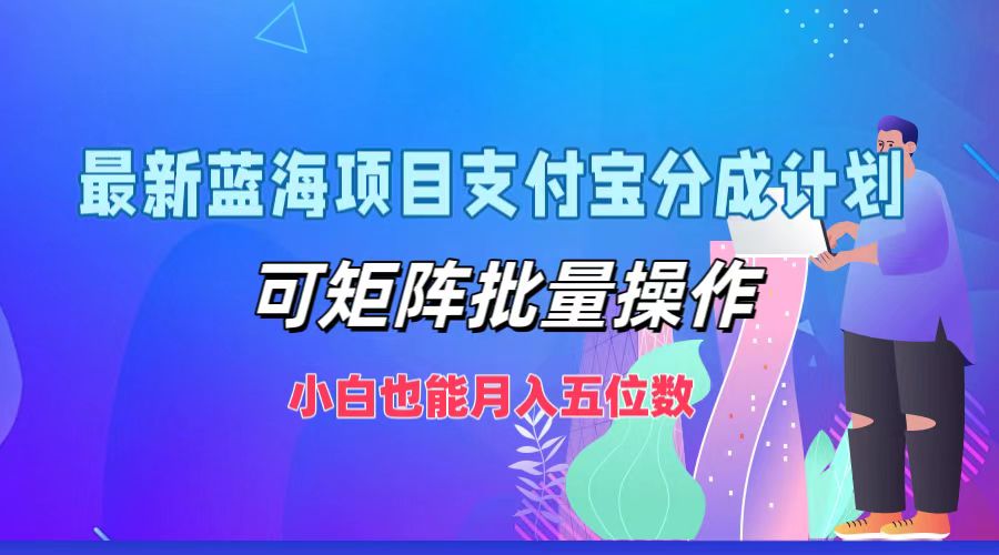 最新蓝海项目支付宝分成计划，可矩阵批量操作，小白也能月入五位数-一新网创