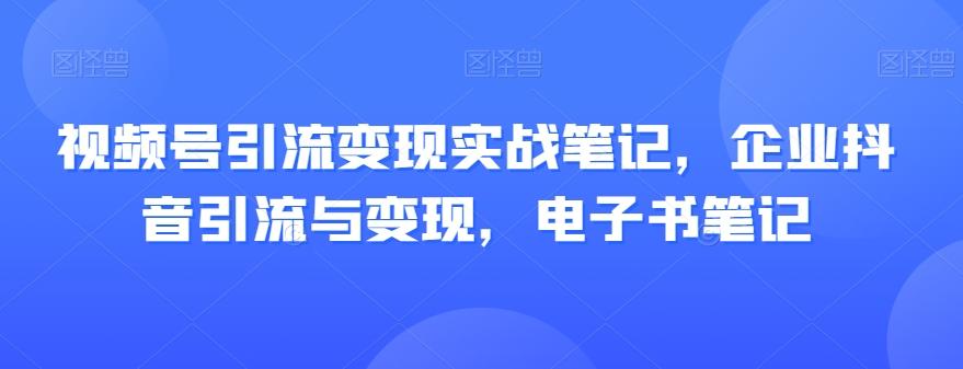 视频号引流变现实战笔记，企业抖音引流与变现，电子书笔记-一新网创