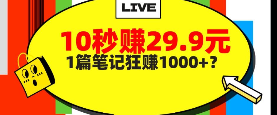 她，靠1个软件，10秒赚29.9元，1篇笔记狂赚1000+？-一新网创