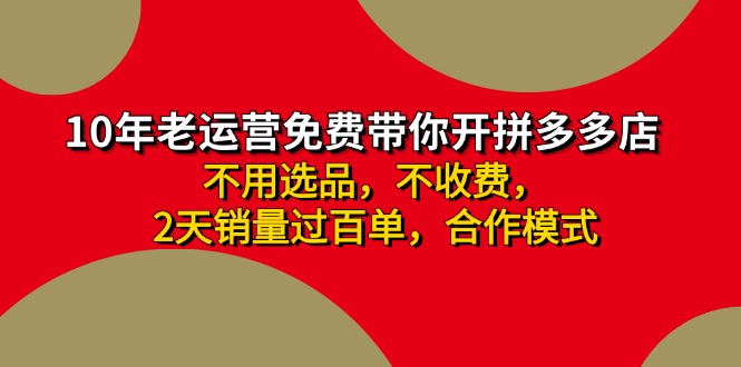 拼多多 最新合作开店日收4000+两天销量过百单，无学费、老运营代操作、...-一新网创