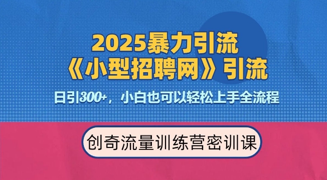 2025最新暴力引流方法，招聘平台一天引流300+，日变现多张，专业人士力荐-一新网创