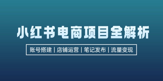 小红书电商项目全解析，包括账号搭建、店铺运营、笔记发布  实现流量变现-一新网创