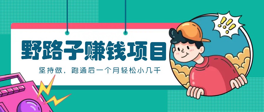 一个人就能操作的野路子赚钱项目，零成本零门槛坚持做，跑通后一个月小几千！-一新网创