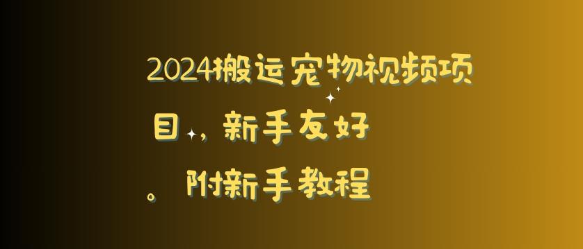 2024搬运宠物视频项目，新手友好，完美去重，附新手教程【揭秘】-一新网创