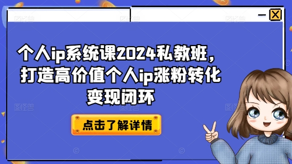 个人ip系统课2024私教班，打造高价值个人ip涨粉转化变现闭环-一新网创