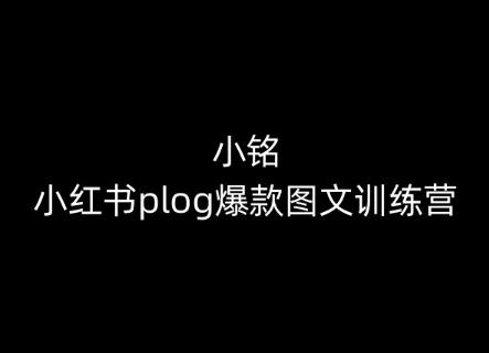 小铭-小红书plog爆款图文训练营，教你从0-1做小红书-一新网创