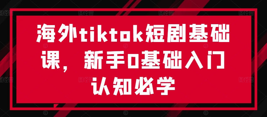 海外tiktok短剧基础课，新手0基础入门认知必学-一新网创