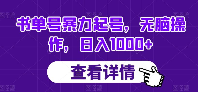 书单号暴力起号，无脑操作，日入1000+【揭秘】-一新网创