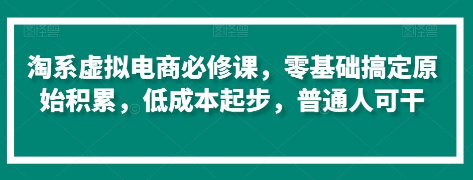 淘系虚拟电商必修课，零基础搞定原始积累，低成本起步，普通人可干-一新网创